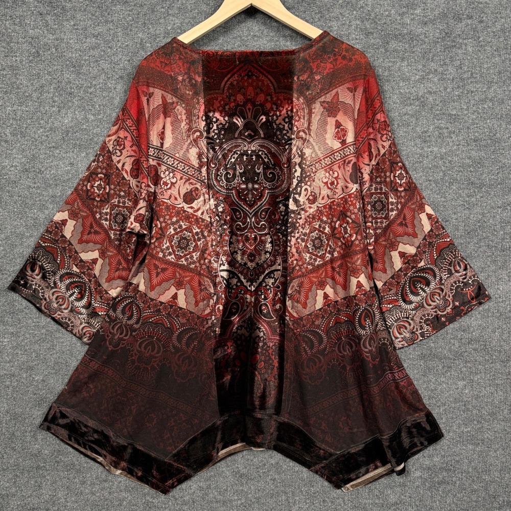 One World Plus Size 2X Studded Embroidered Tunic Top Brown Whimsigoth Dark Fairy - Picture 2 of 10